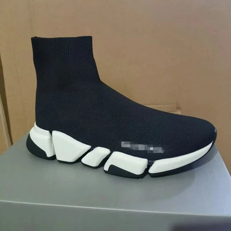 Balenciaga Speed Trainer Black and White Sneakers - 9