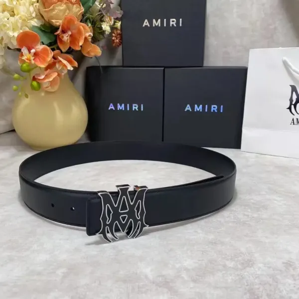 Amiri Logo Buckle Leather Belt Black - 10