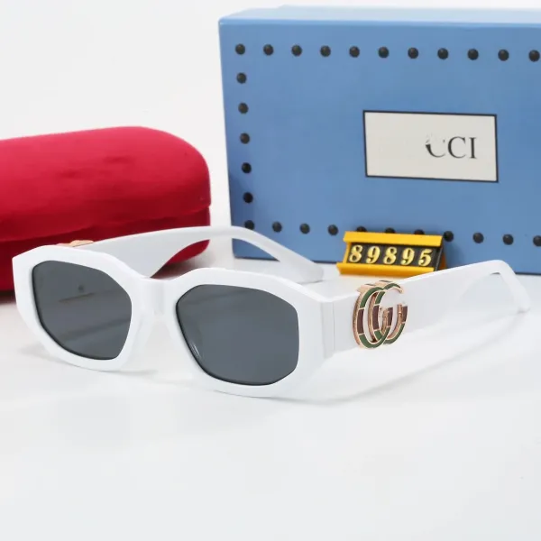 Gucci GG Marmont White Acetate Sunglasses with Enamel Interlocking G - 1