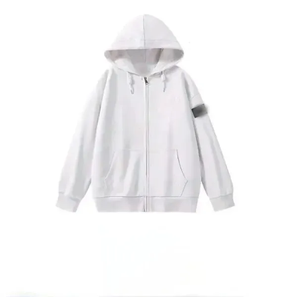 Design Minimalist White Zip-Up Hoodie - 1