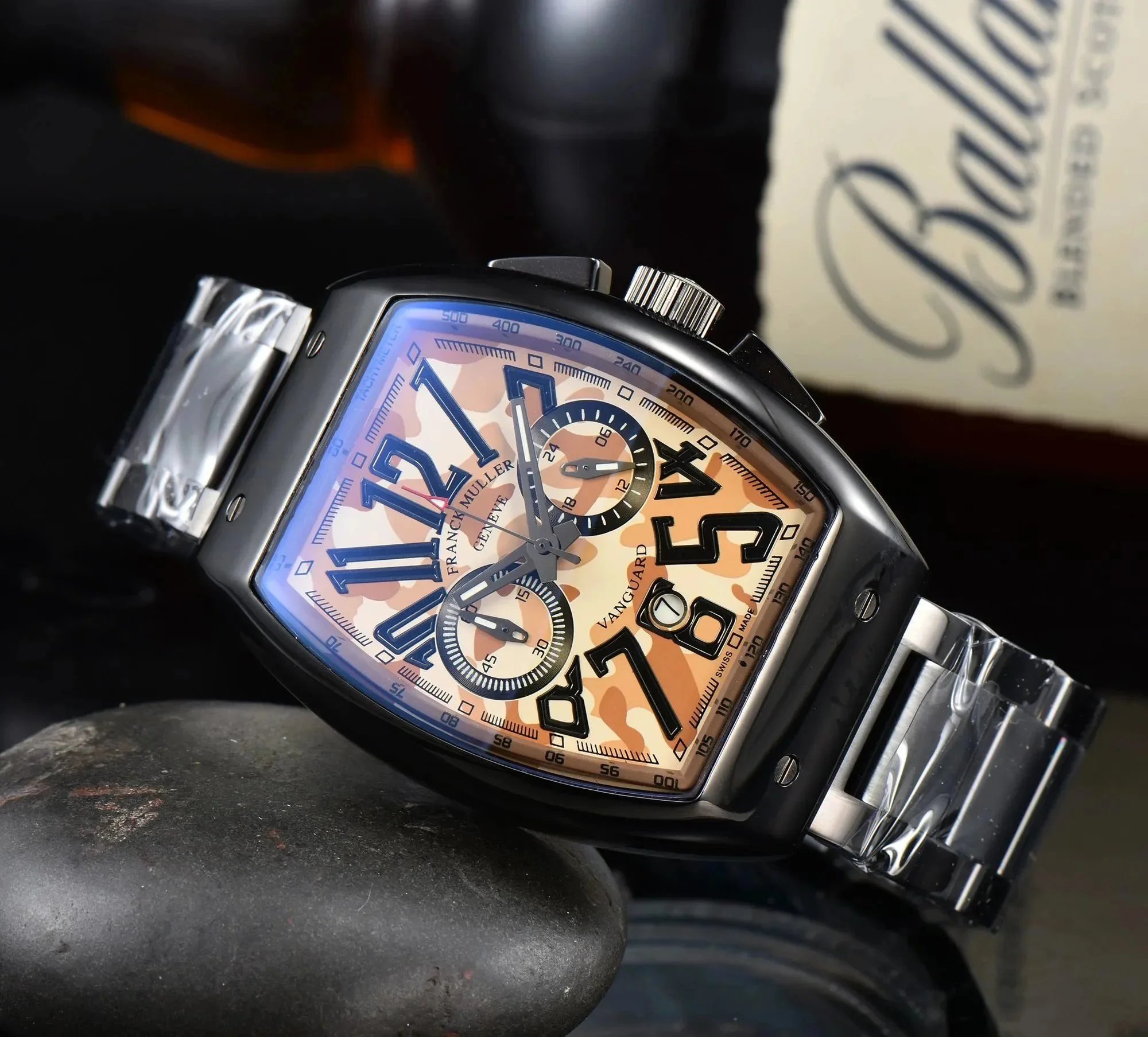 Franck Muller Vanguard Camouflage Chronograph Brown Leather Strap Mechanical Watch - 3