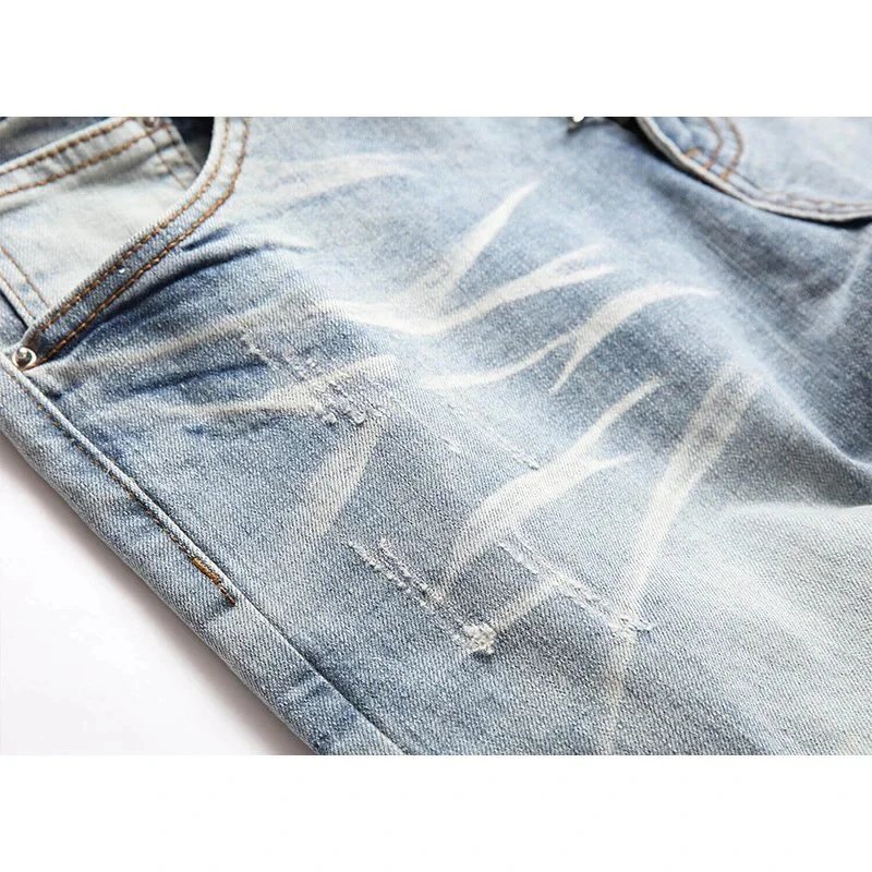 Saint Tears Distressed Logo Washed Denim Jeans - 5