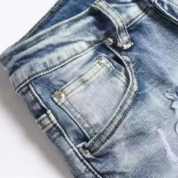 Gallery Dept. Distressed Washed Gray Jeans with Red Graphic - 3