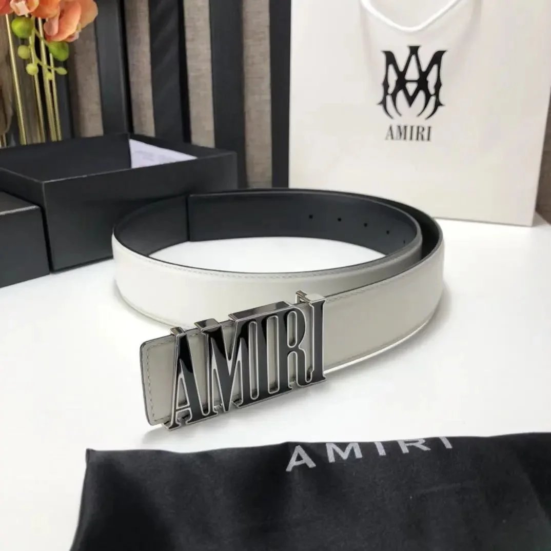 Amiri Logo Buckle Leather Belt Black - 6