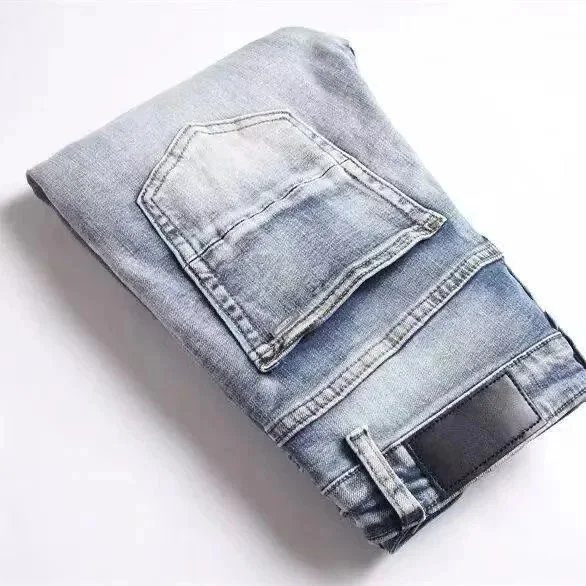 Gallery Dept. Distressed Washed Gray Jeans with Red Graphic - 8