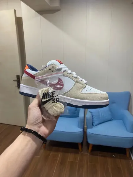 Nike SB Dunk Low Beige Orange Navy Sneakers - 1
