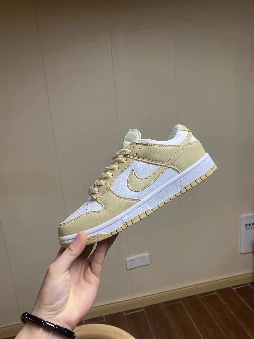 Nike Dunk Low Beige and White Sneakers - 1