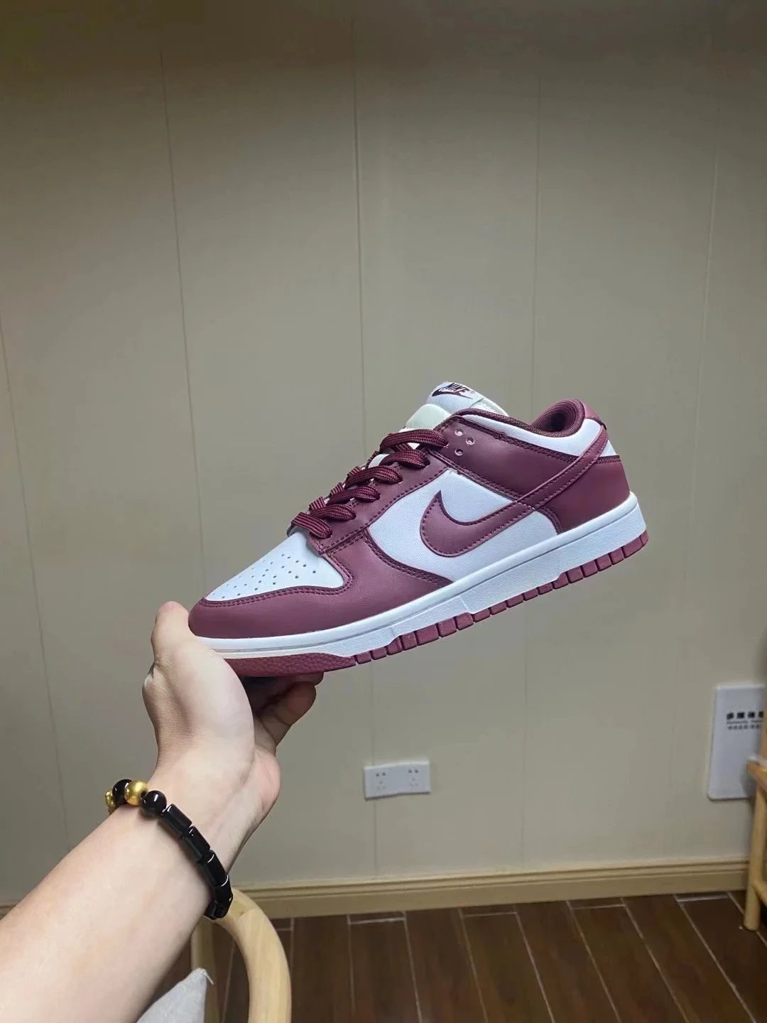 Nike Dunk Low Burgundy and White Sneakers - 1