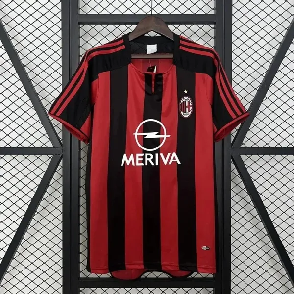 AC Milan 2001-02 Home Jersey Red/Black Striped Football Jersey - 1