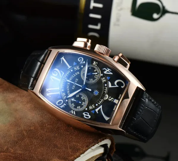 Franck Muller Vanguard Chronograph Blue Dial Rose Gold Mechanical Watch - 1