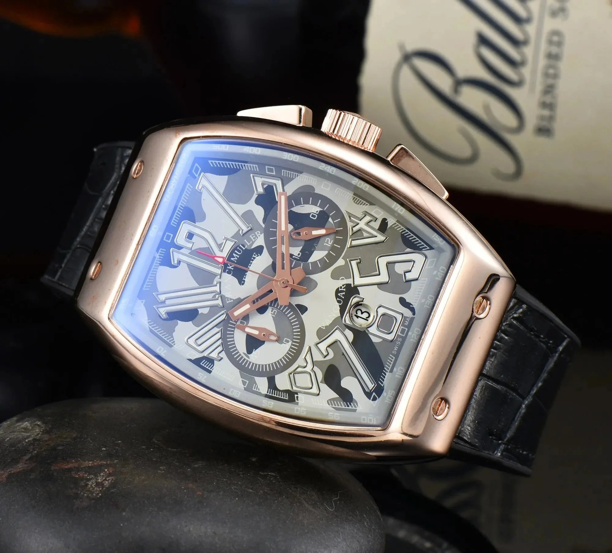 Franck Muller Vanguard Camouflage Chronograph Brown Leather Strap Mechanical Watch - 5