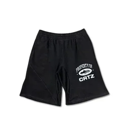 Corteiz Property Of CRTZ Black Sweat Shorts - 1