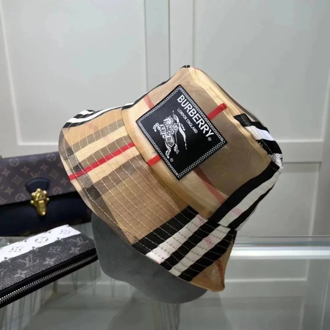 Burberry Vintage Check Bucket Hat Beige Plaid Accessories - 6