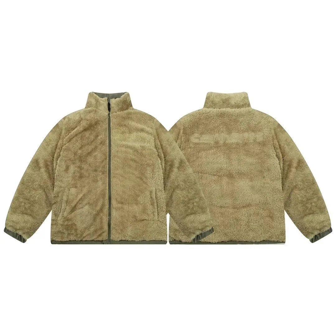 Carhartt Work In Progress Reversible Puffer Jacket Olive Green / Brown Faux Fur - 7
