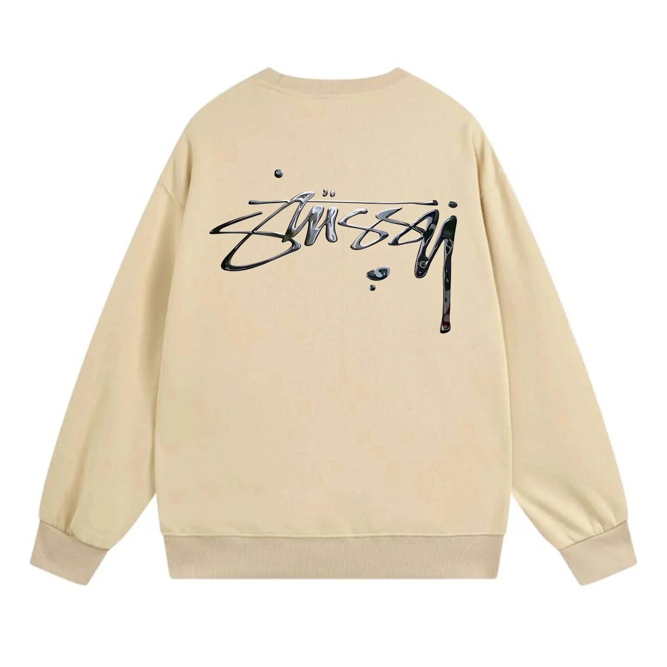 Stüssy Dripping Logo Beige Hoodie - 1