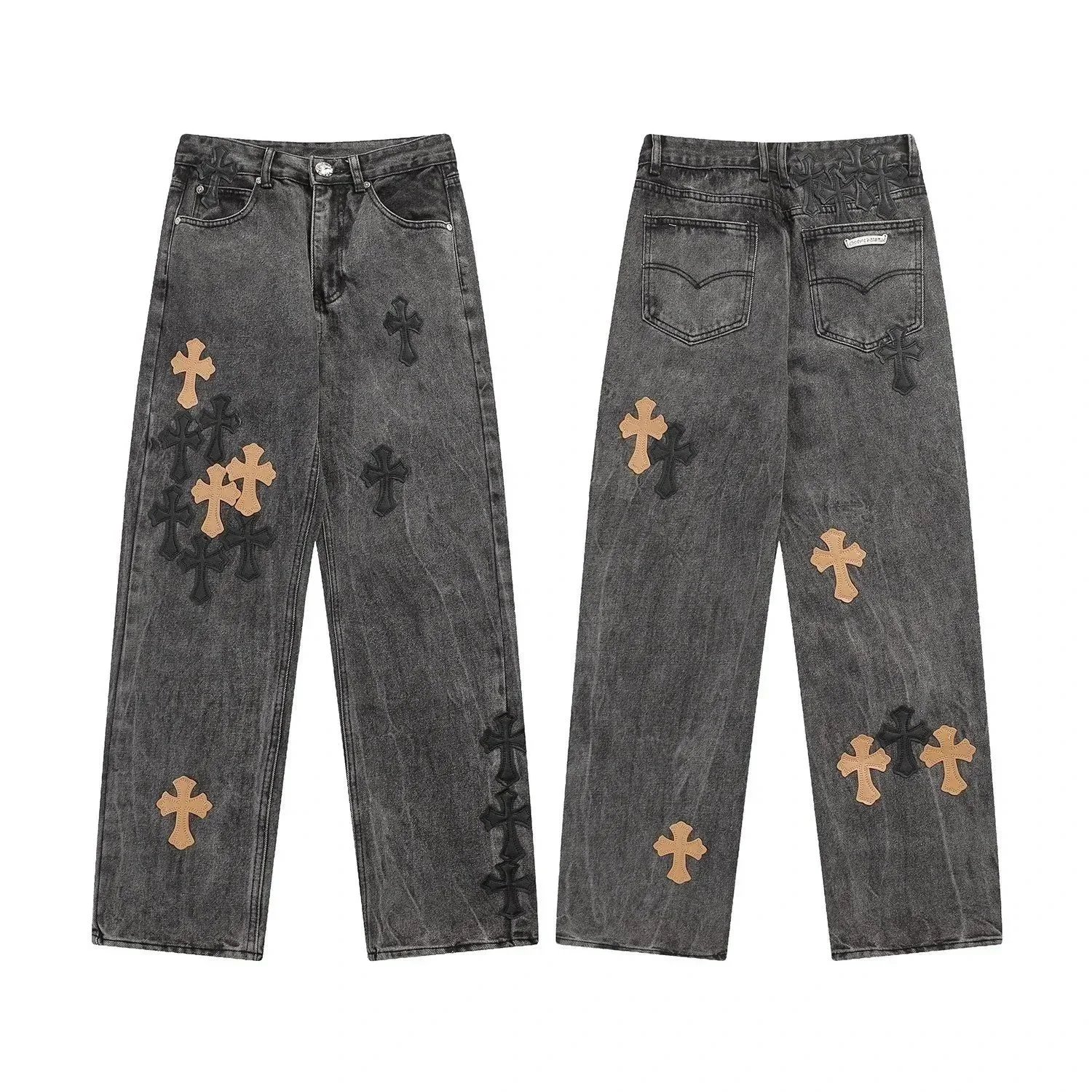 Chrome Hearts Cross Patch Black Jeans - 7
