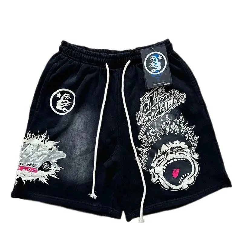 Hellstar Flame Logo Green Black Panel Shorts - 4