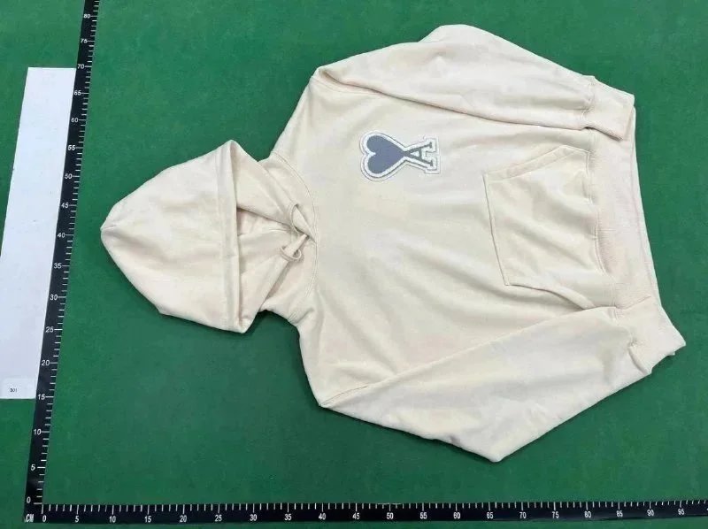 Ami Paris Heart Logo Hoodie Beige Hoodie - 5