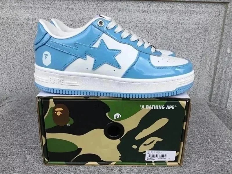 A Bathing Ape Shark Star Low White Sneakers - 10