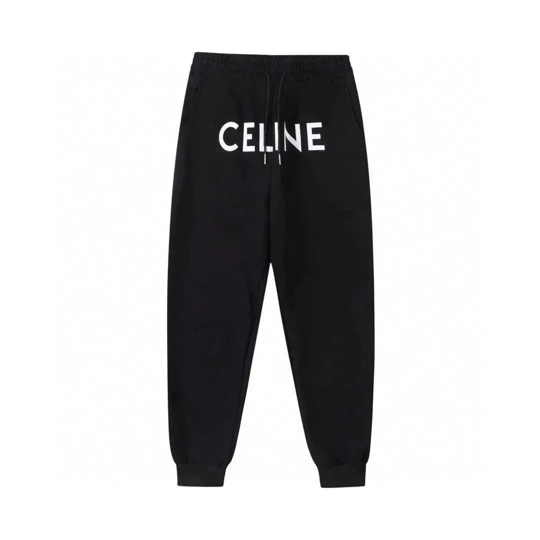 Celine Logo Print White Hoodie and Sweatpants Set - 5