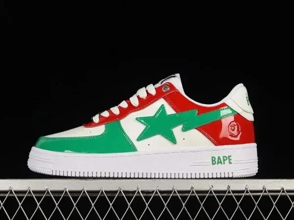 A Bathing Ape BAPE STA Red Green White Sneakers - 1