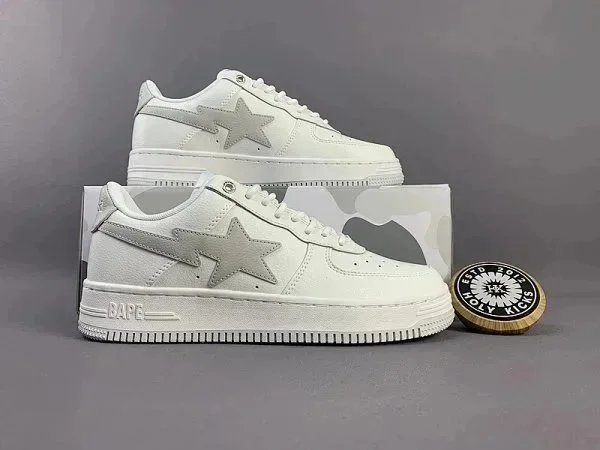 A Bathing Ape Bape Sta Low White Gray Star Sneakers - 1