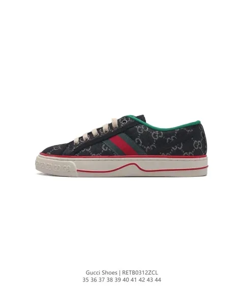 Gucci GG Canvas Sneakers Black Red Green - 1