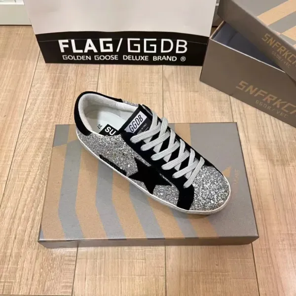 Golden Goose Deluxe Brand Superstar Glitter Silver Black Sneakers - 1