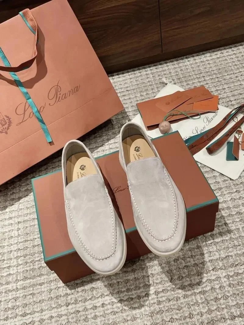 Loro Piana Gommino Loafer Light Gray Suede Loafers - 1