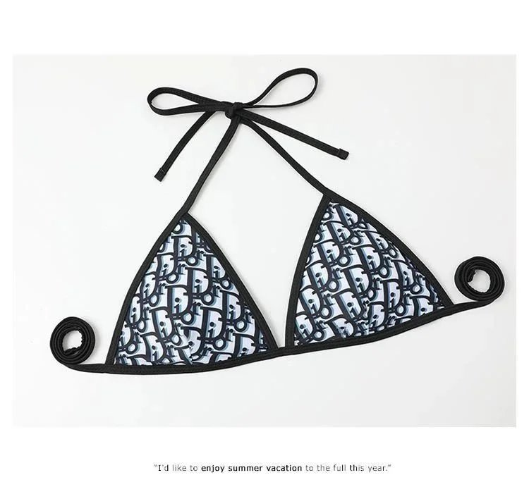 Dior Oblique Print Red and White Triangle Bikini Set - 10