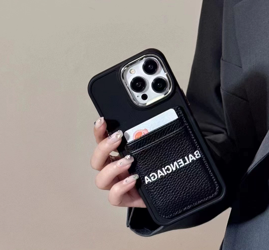 Balenciaga Cardholder Phone Case Black - 1