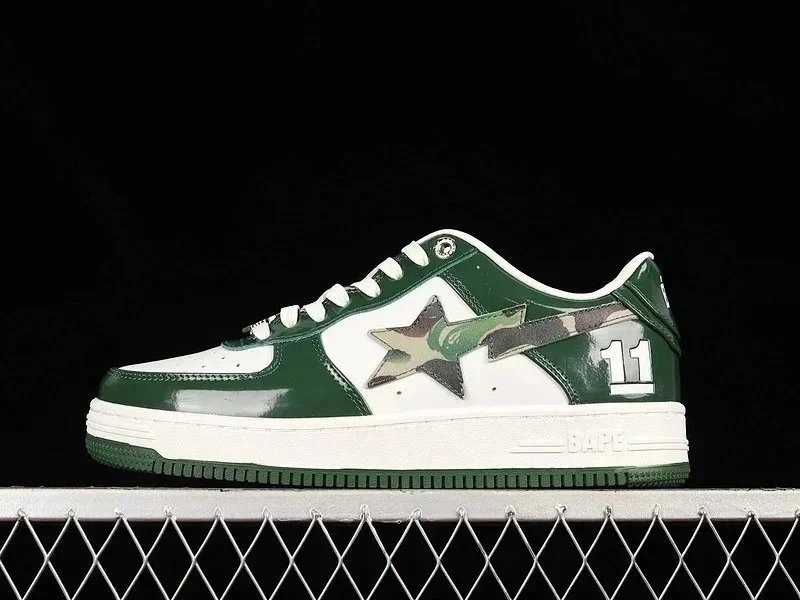 A Bathing Ape Bape Sta Camo Green White Sneakers - 1