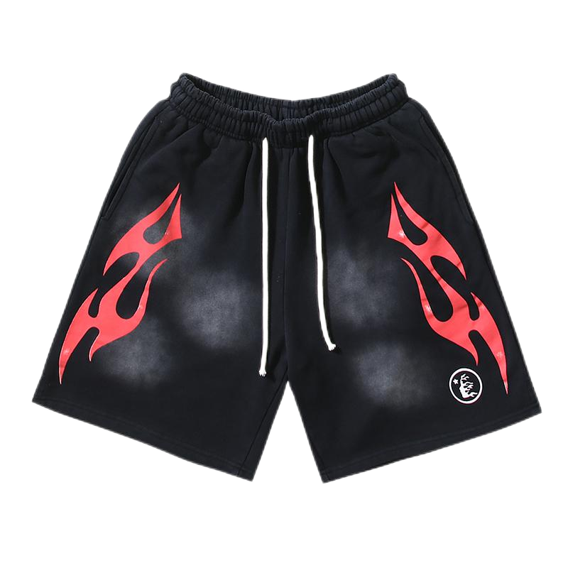 Hellstar Flame Logo Green Black Panel Shorts - 8