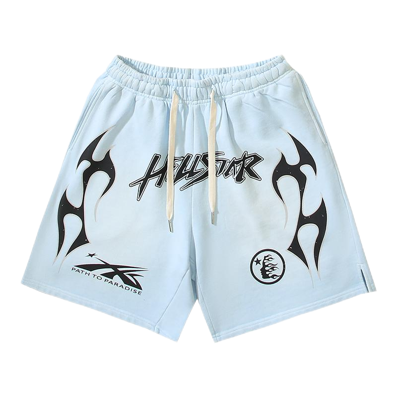 Hellstar Flame Logo Green Black Panel Shorts - 10