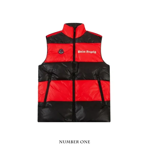 Moncler x Palm Angels Striped Down Vest Red/Black - 1