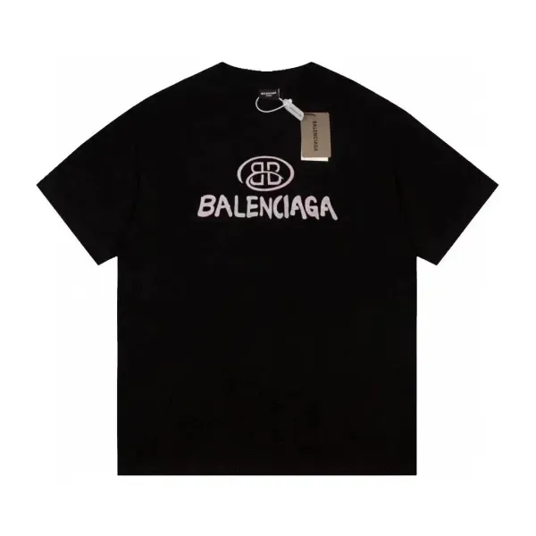 Balenciaga BB Logo Print Black T-Shirt - 1