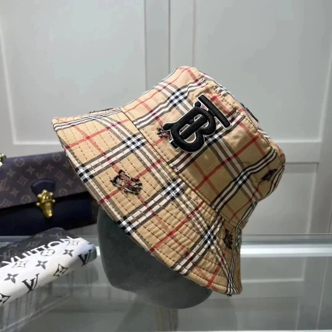 Burberry Vintage Check Bucket Hat Beige Plaid Accessories - 4
