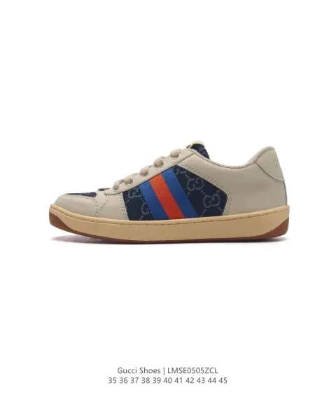 Gucci GG Marmont Sneakers Beige with Web Stripe and GG Jacquard Sneakers - 1
