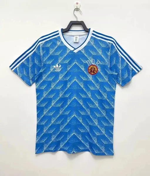 Adidas Originals DDR National Team 1980s Blue Geometric Pattern Jersey - 1