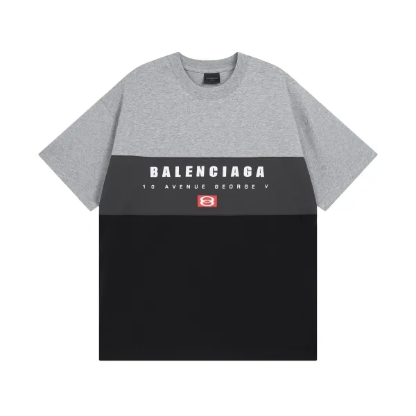 Balenciaga Avenue George V Color-Block T-Shirt Gray/Black - 1
