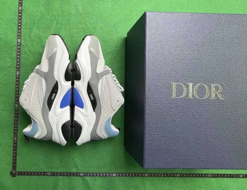 Dior B23 Low White Gray Blue Chunky Sneakers