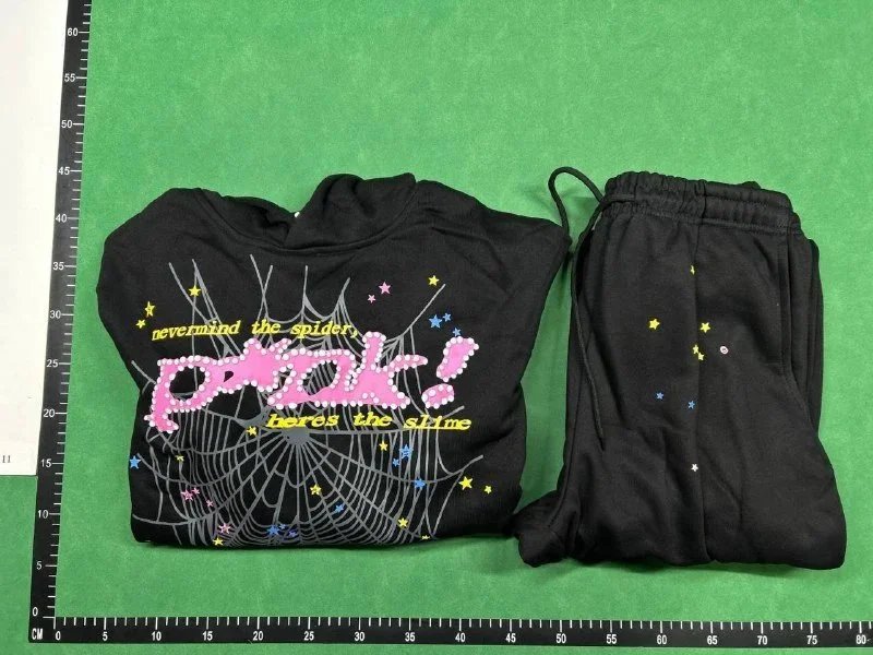 Digital Pionker Spider Web Graphic Hoodie and Sweatpants Set Pink - 6