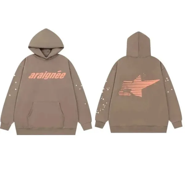 Araignée Star Print Hoodie Beige - 1