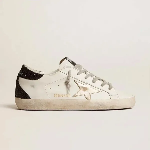 Golden Goose Superstar White Glitter Black Heel Sneakers - 1