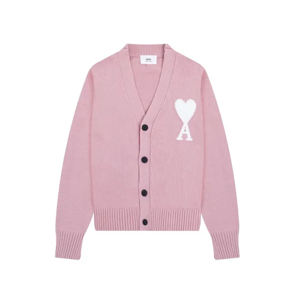 Ami Paris Heart Logo Knit Cardigan White - 4