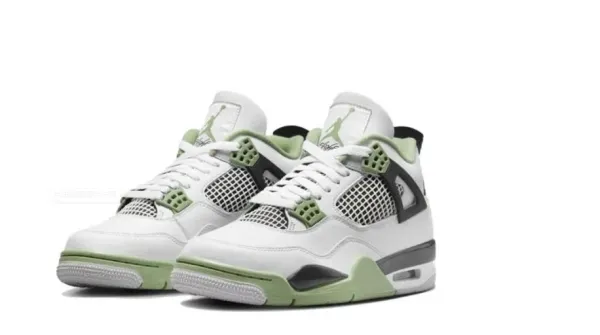 Air Jordan 4 Retro White Military Green Sneakers - 1