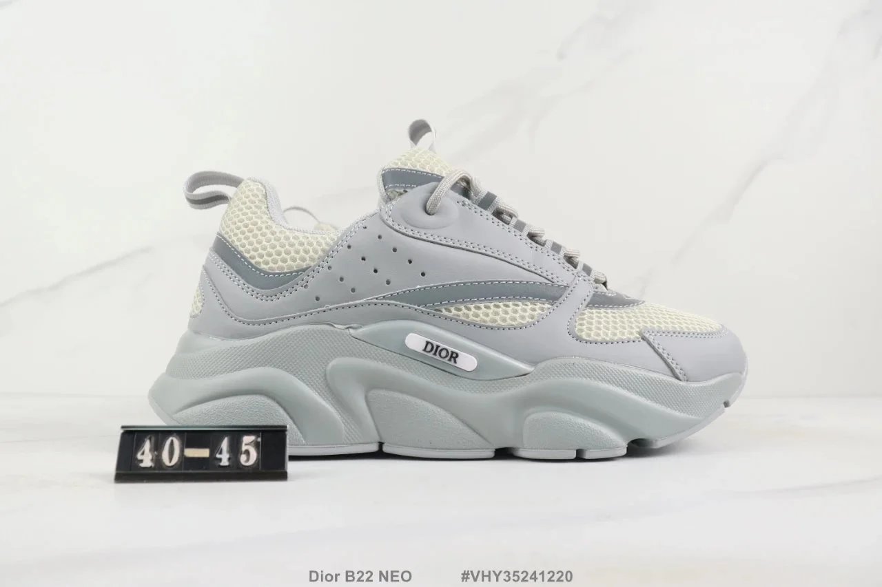 Dior B22 Neo Gray Mesh Chunky Sneakers