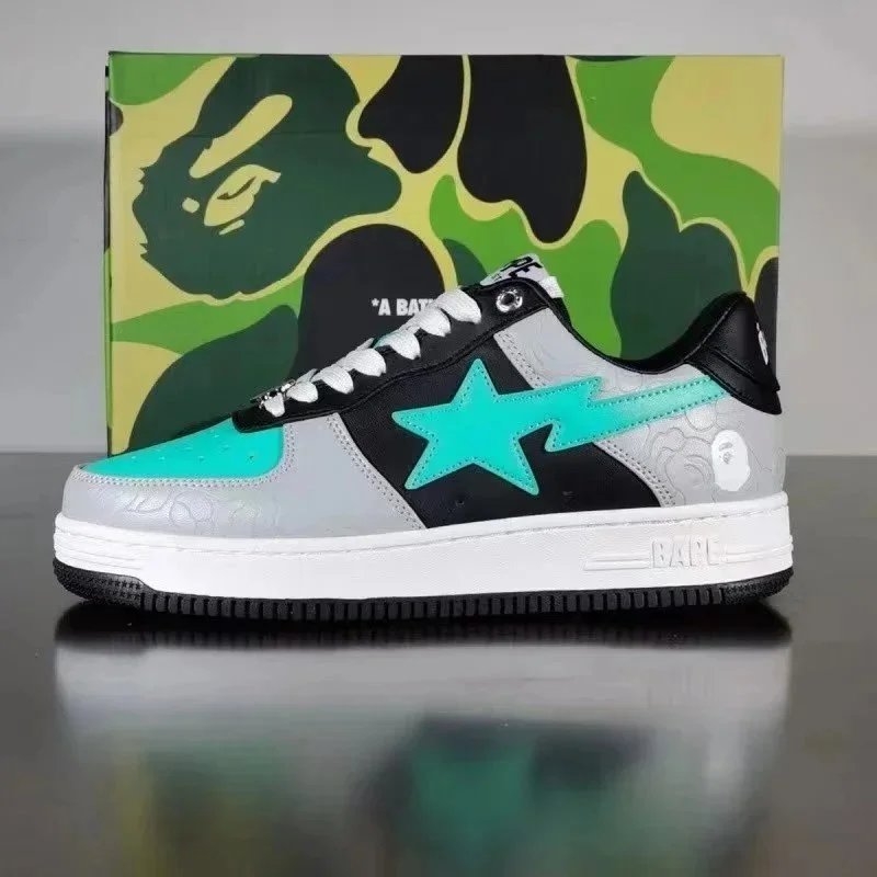 A Bathing Ape Bape Sta Low Black Patent Leather Sneakers - 11
