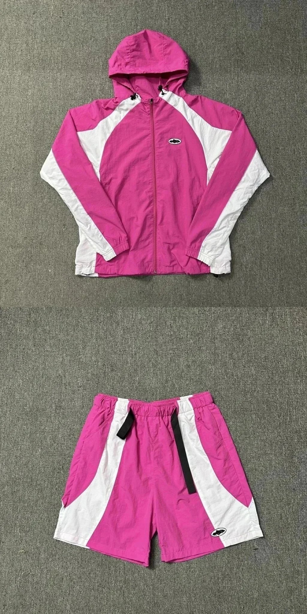 Stone Island Windbreaker Pink and White Color-Block Hooded Jacket - 5