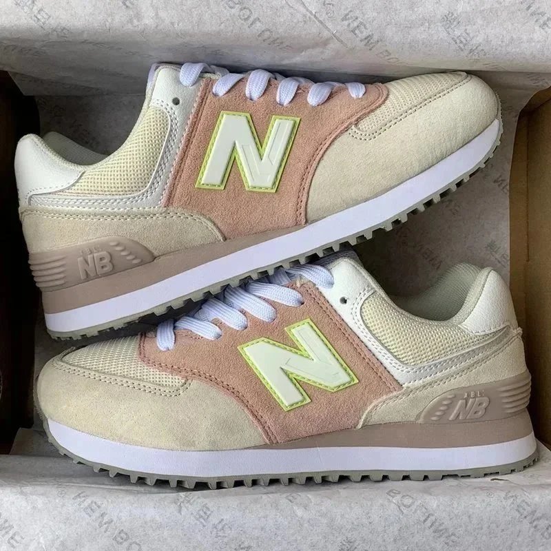 New Balance 574 Pastel Pink Beige Sneakers - 1